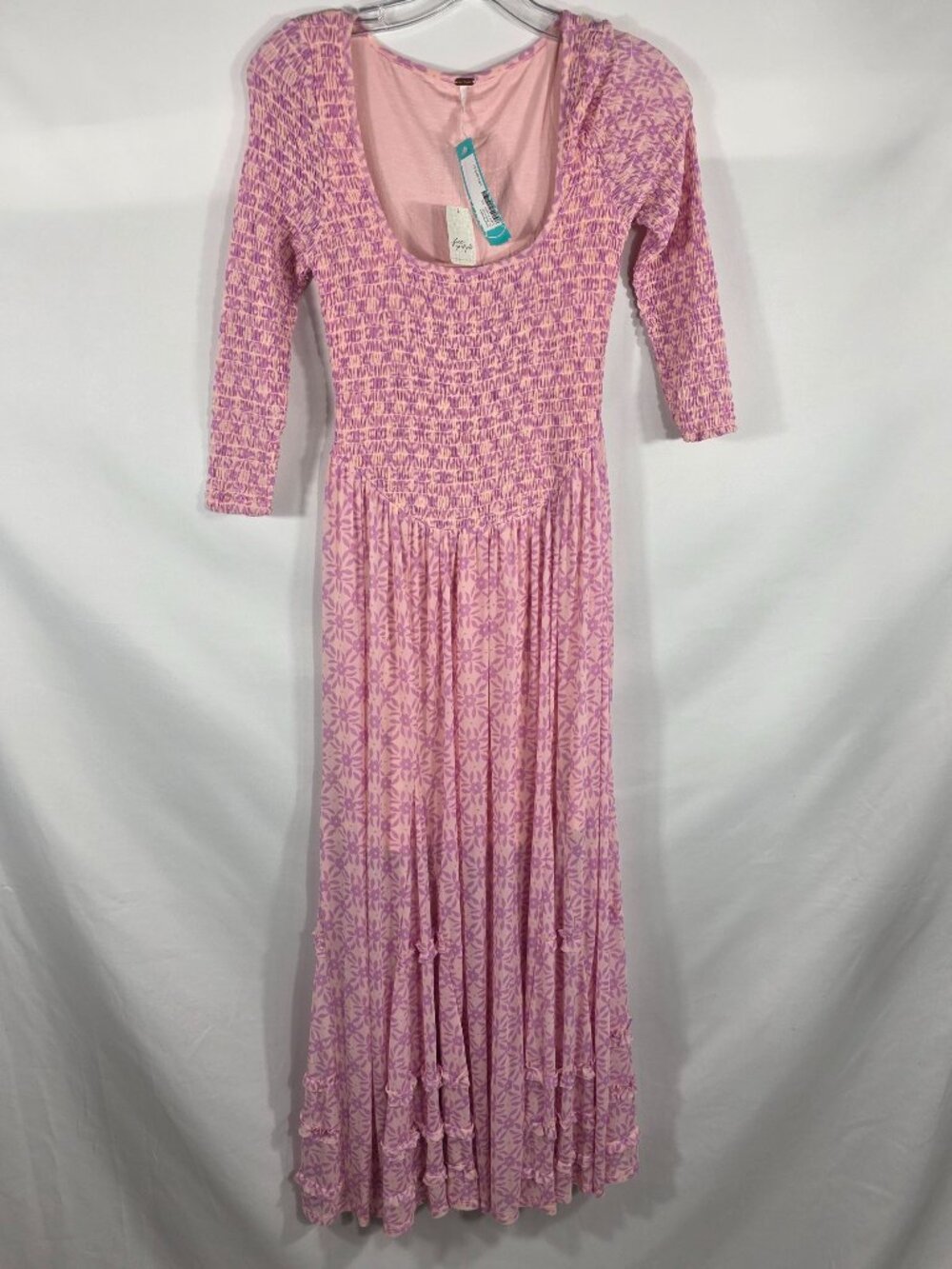 Free People It's Fate Midi Dress Women's Size XS Flirty Floral Print Smocked Top
